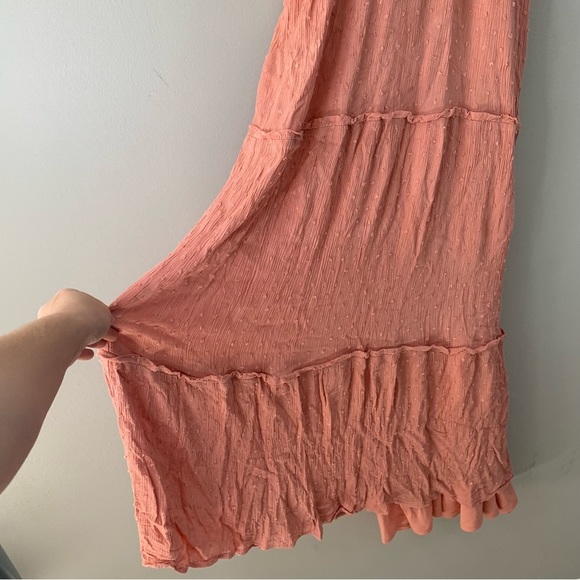 Lulus Sensationally Sweet Rusty Rose Tie-Strap Swiss Dot Maxi Dress Size Small S - Picture 5 of 10